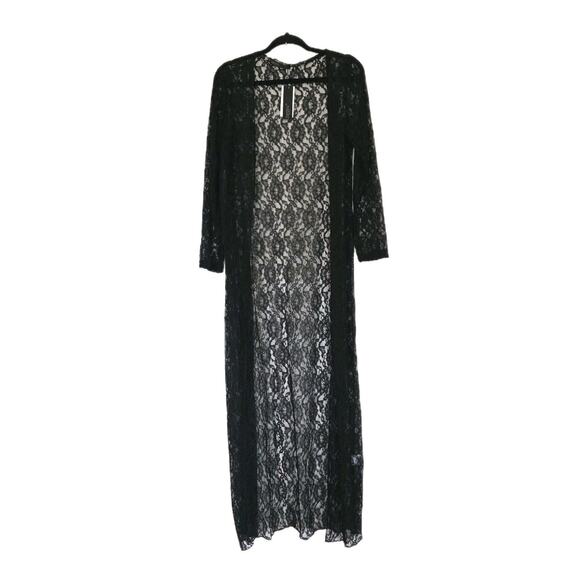 Black Whimsigoth Lace Duster Kimono Womens 10/M Witchy Sheer Boho Goth Fairy NWT - Picture 1 of 11
